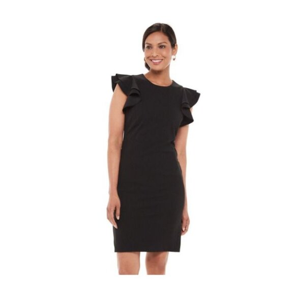 ⭐Chaps Size 4 Women' Dress Flutter Sleeve Sheath Basic Formal office black Dress - Picture 5 of 9